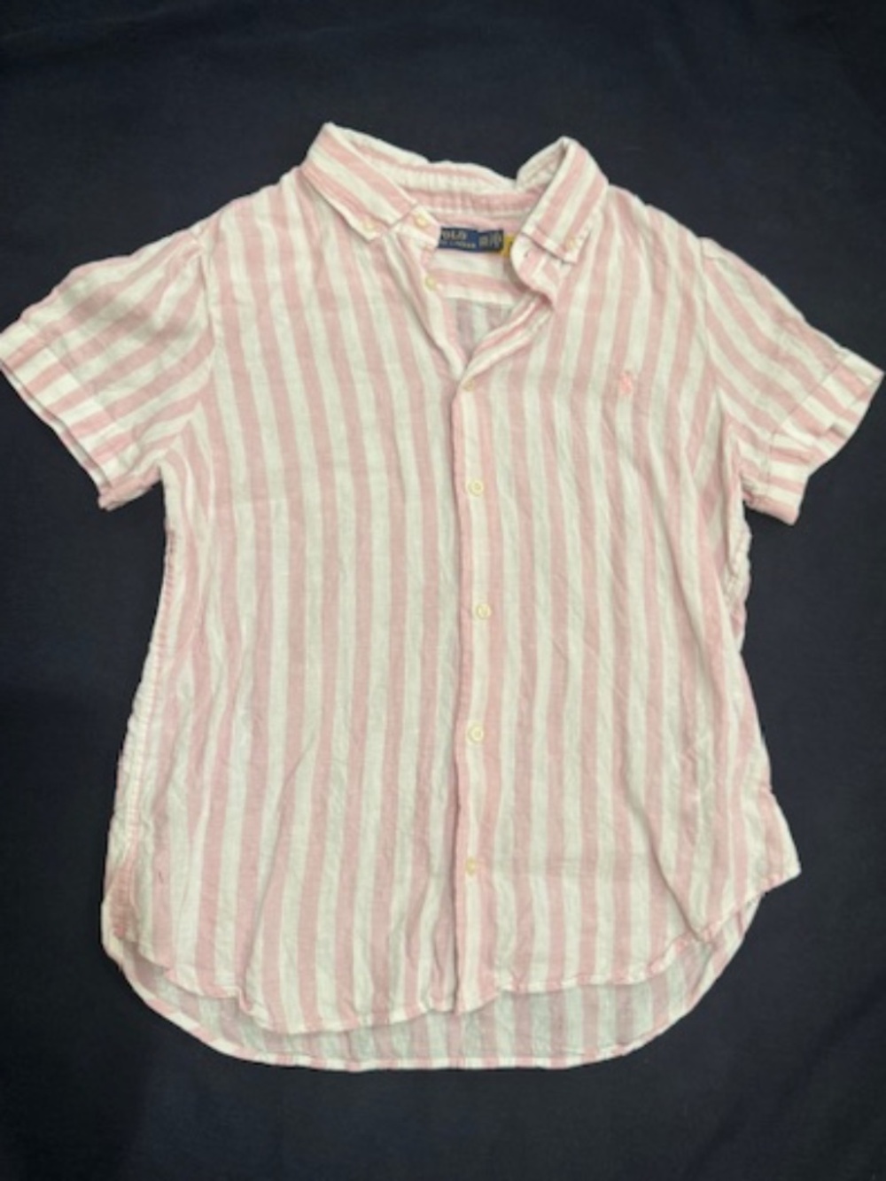 EUC! Ralph Lauren Polo Pink & White Stripe Linen Top Size XXL, $125!